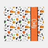 Kid Halloween Ghost Pumpkin Black Cat Personalize Fleecedecke (Vorderseite (Horizontal))