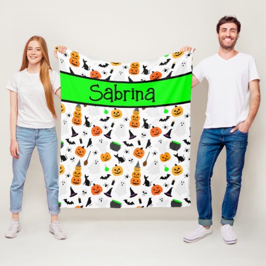 Kid Halloween Ghost Pumpkin Black Cat Personalize Fleecedecke (Beispiel)