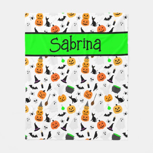 Kid Halloween Ghost Pumpkin Black Cat Personalize Fleecedecke (Vorderseite)
