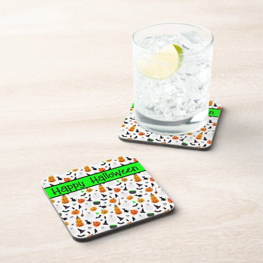 Kid Halloween Ghost Pumpkin Black Cat Personalize Getränkeuntersetzer (Rechte Seite)