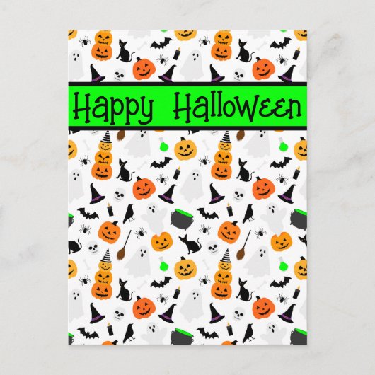 Kid Halloween Ghost Pumpkin Black Cat Personalize Postkarte (Vorderseite)