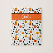Kid Halloween Ghost Pumpkin Black Cat Personalize Puzzle (Vertikal)