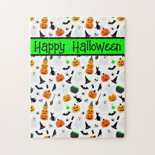 Kid Halloween Ghost Pumpkin Black Cat Personalize Puzzle (Vertikal)
