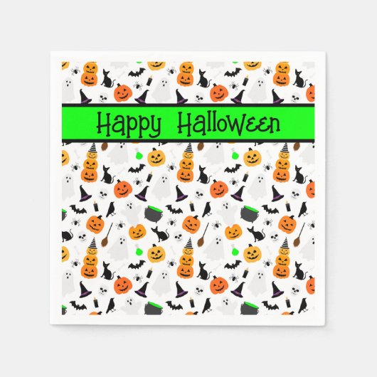 Kid Halloween Ghost Pumpkin Black Cat Personalize Serviette (Vorderseite)