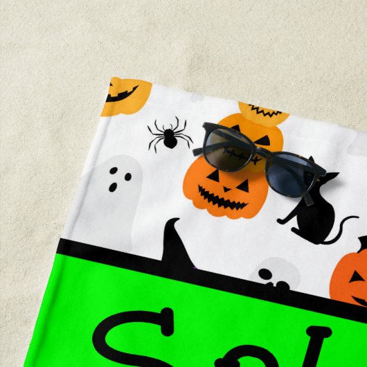 Kid Halloween Ghost Pumpkin Black Cat Personalize Strandtuch (Beispiel)