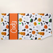 Kid Halloween Ghost Pumpkin Black Cat Personalize Strandtuch (Vorderseite)