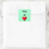 Kid @ Heart Quadratischer Aufkleber (Tasche)