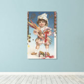 Kid Holding Fireworks and Rockets Leinwanddruck (Insitu (Holzboden))