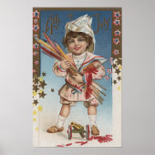 Kid Holding Fireworks and Rockets Poster (Vorne)