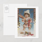Kid Holding Fireworks and Rockets Postkarte (Vorne/Hinten)