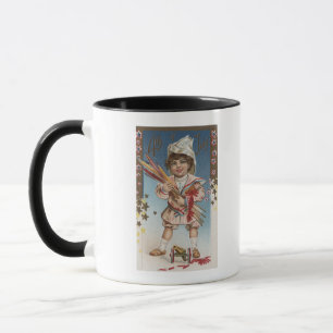 Kid Holding Fireworks and Rockets Tasse