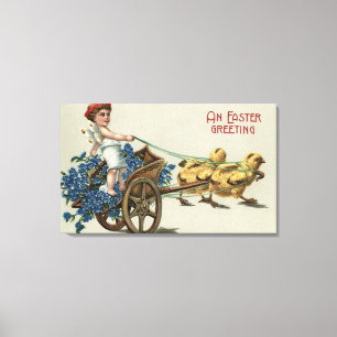 Kid in Toga auf Kariot gezüchtet von Küken Leinwanddruck