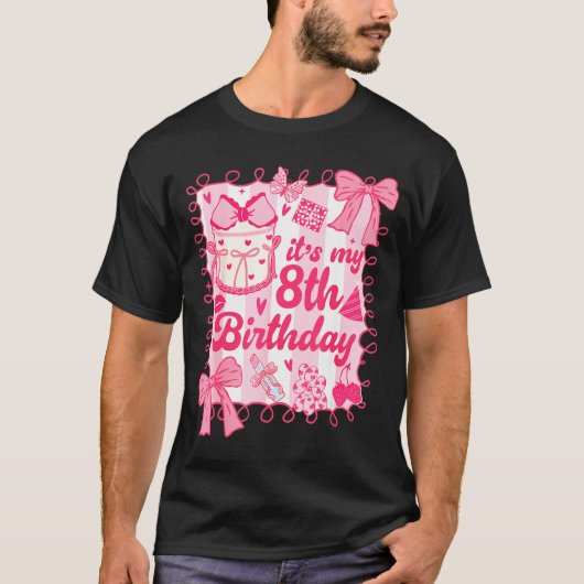 Kid Its My 8th Birthday Coquette Aesthetic 8 Years T-Shirt (Vorderseite)