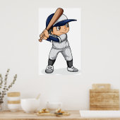 Kid Playing Baseball Poster (Küche)
