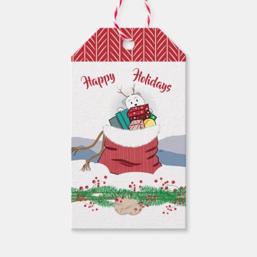 Kid Polar Bär pinkeln bei Weihnachtsgeschenken aus Geschenkanhänger (Vorderseite)