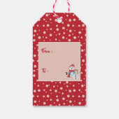 Kid Polar Bear Selfie mit Snowman Gift Tag Geschenkanhänger (Rückseite)
