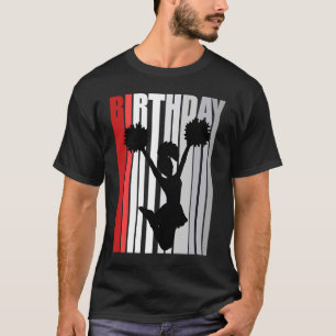 Kid Red Cheerleader Birthday Kicking Kick Silhoue T-Shirt