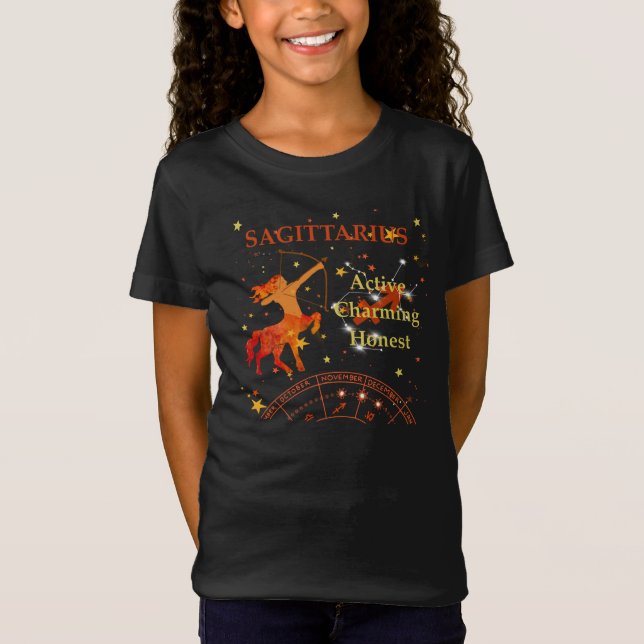 Kid Retro Sagittarius Zodiac T - Shirt (Vorderseite)