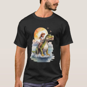 Kid Riding auf Dinosaurier T-Shirt