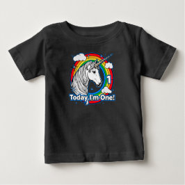 Kid’s 1st Birthday Unicorn Rainbow Today I’m One Baby T-shirt