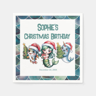 Kid`s Mermaid 5. Weihnachts Geburtstagspapier Napk Serviette
