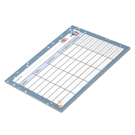 Kid Winter Reading Log mit Rating Notepad Notizblock (angewinkelt)
