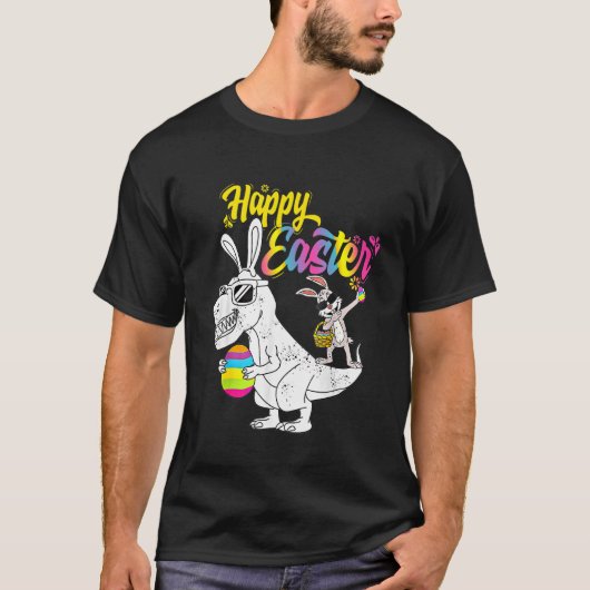 Kidasaurus Happy Easter Rex Dino Dabbing Rabbit Da T-Shirt (Vorderseite)
