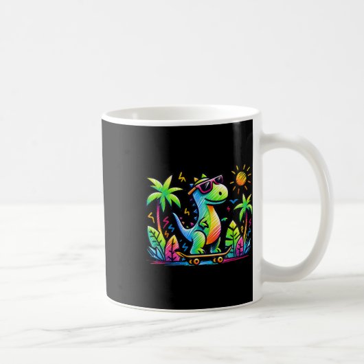 Kidcore-Ästhetik-Dinosaurier-Skateboarding-Doodle- Kaffeetasse (Rechts)