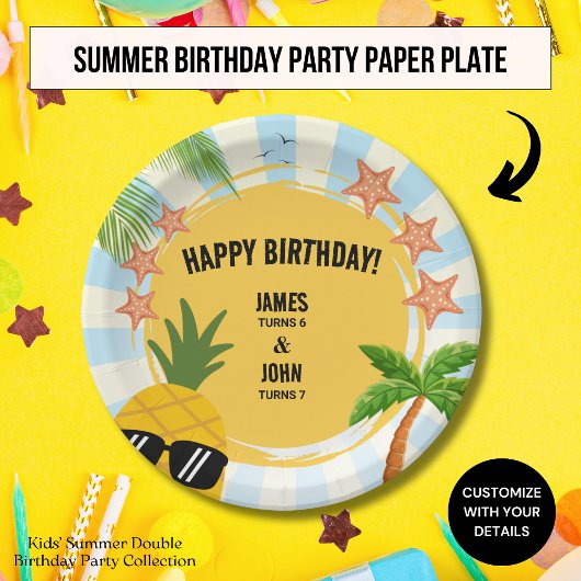 Kiddie Summer Theme Geburtstagsparty Paper Plate Pappteller