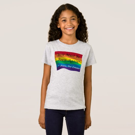 Kidds Rainbow-Pride-Shirt "Sei wieder Geboren" T-Shirt (Vorne ganz)