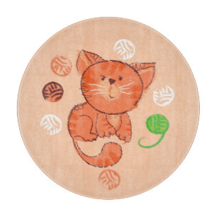 Kiddy Toy Cat: Vintage Illustration. Schneidebrett