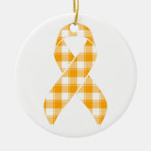 Kidney Cancer Awareness Plaid Orange Ribbon Keramik Ornament (Vorne)