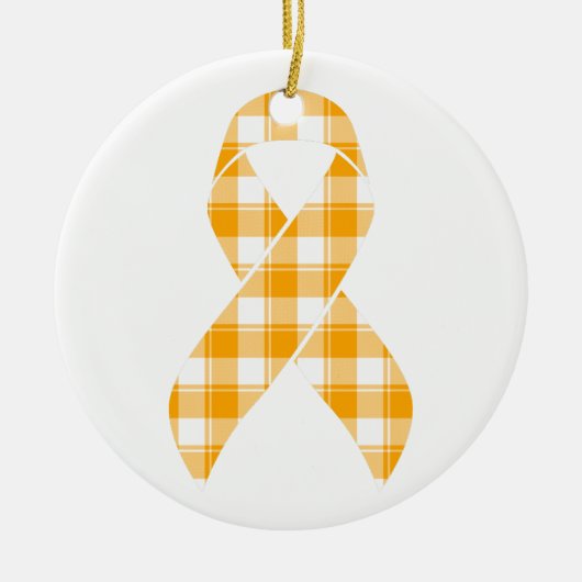 Kidney Cancer Awareness Plaid Orange Ribbon Keramik Ornament (Vorne)