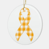 Kidney Cancer Awareness Plaid Orange Ribbon Keramik Ornament (Links)