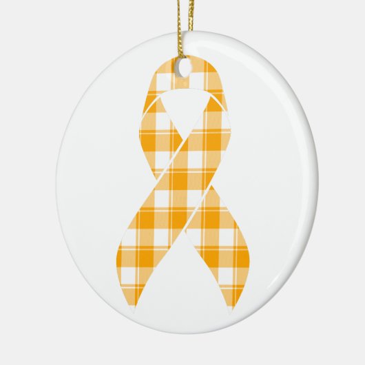 Kidney Cancer Awareness Plaid Orange Ribbon Keramik Ornament (Links)