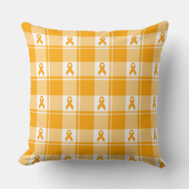 Kidney Cancer Awareness Plaid Orange Ribbon Kissen