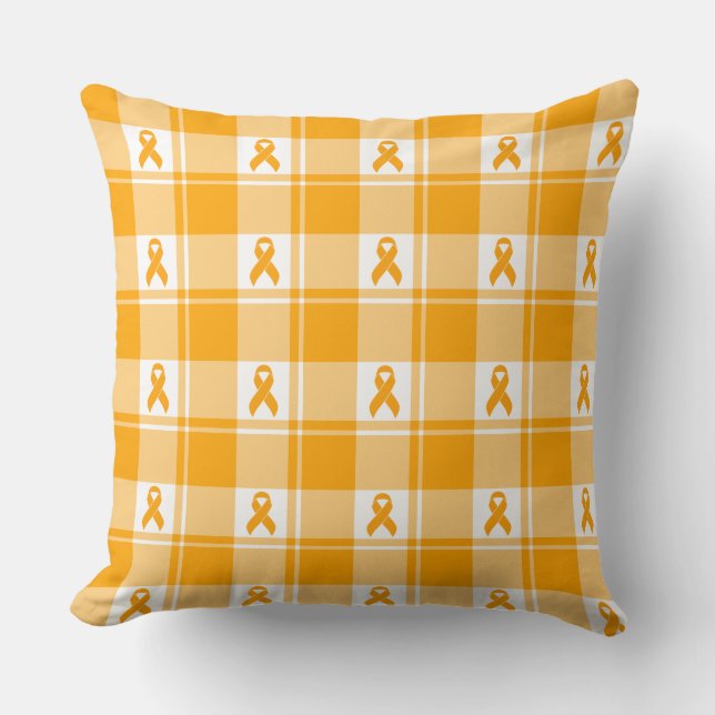 Kidney Cancer Awareness Plaid Orange Ribbon Kissen (Vorderseite)
