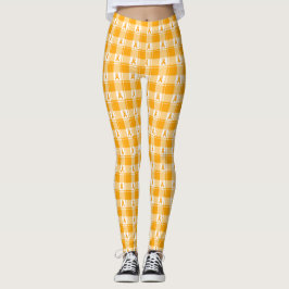 Kidney Cancer Awareness Plaid Orange Ribbon Leggings
