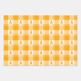 Kidney Cancer Awareness Plaid Wrapping Paper Geschenkpapier Set