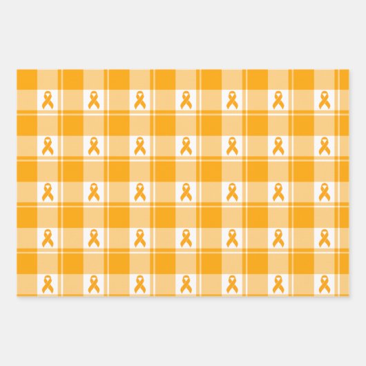 Kidney Cancer Awareness Plaid Wrapping Paper Geschenkpapier Set (Vorderseite)
