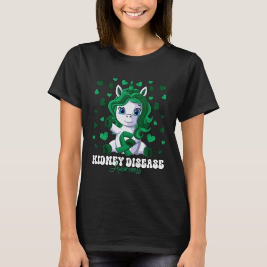 Kidney Disease Awareness Month Green Ribbon Unicor T-Shirt (Vorderseite)
