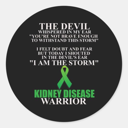 Kidney Disease Ribbon Warrior Awareness Faith Runder Aufkleber (Vorderseite)