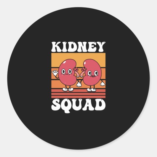 Kidney Squad Retro Groovy Runder Aufkleber (Vorderseite)