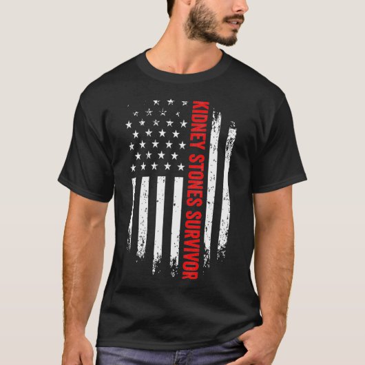 Kidney Stones Survivor American Flag Erholung erha T-Shirt (Vorderseite)