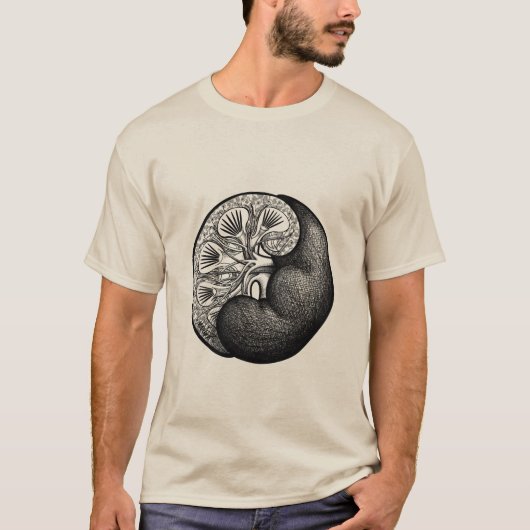 Kidney Yin Yang - surreale Paisley-Anatomie T-Shirt (Vorderseite)