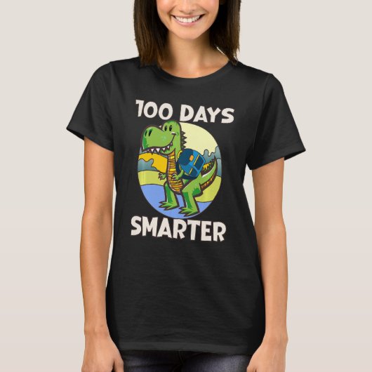 Kids 100 days smarter, Cute dino Happy 100th Day o T-Shirt (Vorderseite)