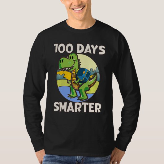 Kids 100 days smarter, Cute dino Happy 100th Day o T-Shirt (Vorderseite)