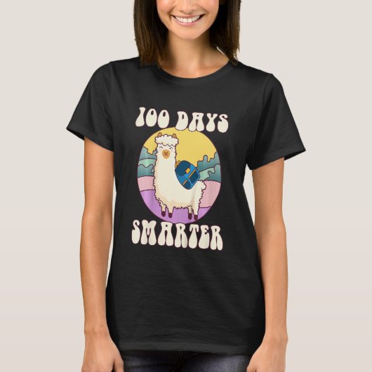 Kids 100 days smarter, Cute llama Happy 100th Day T-Shirt (Vorderseite)