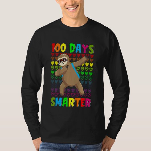 Kids 100 Days Smarter Hearts Dabbing Sloth 100th D T-Shirt (Vorderseite)