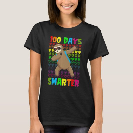 Kids 100 Days Smarter Hearts Dabbing Sloth 100th D T-Shirt (Vorderseite)